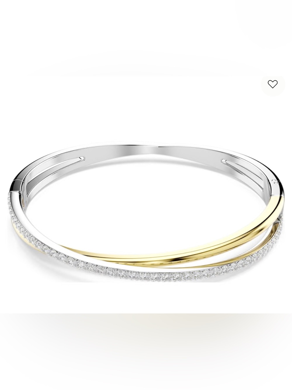 Swarovski Hyperbola Bangle
Round cut white crystals with a mixed metal finish.